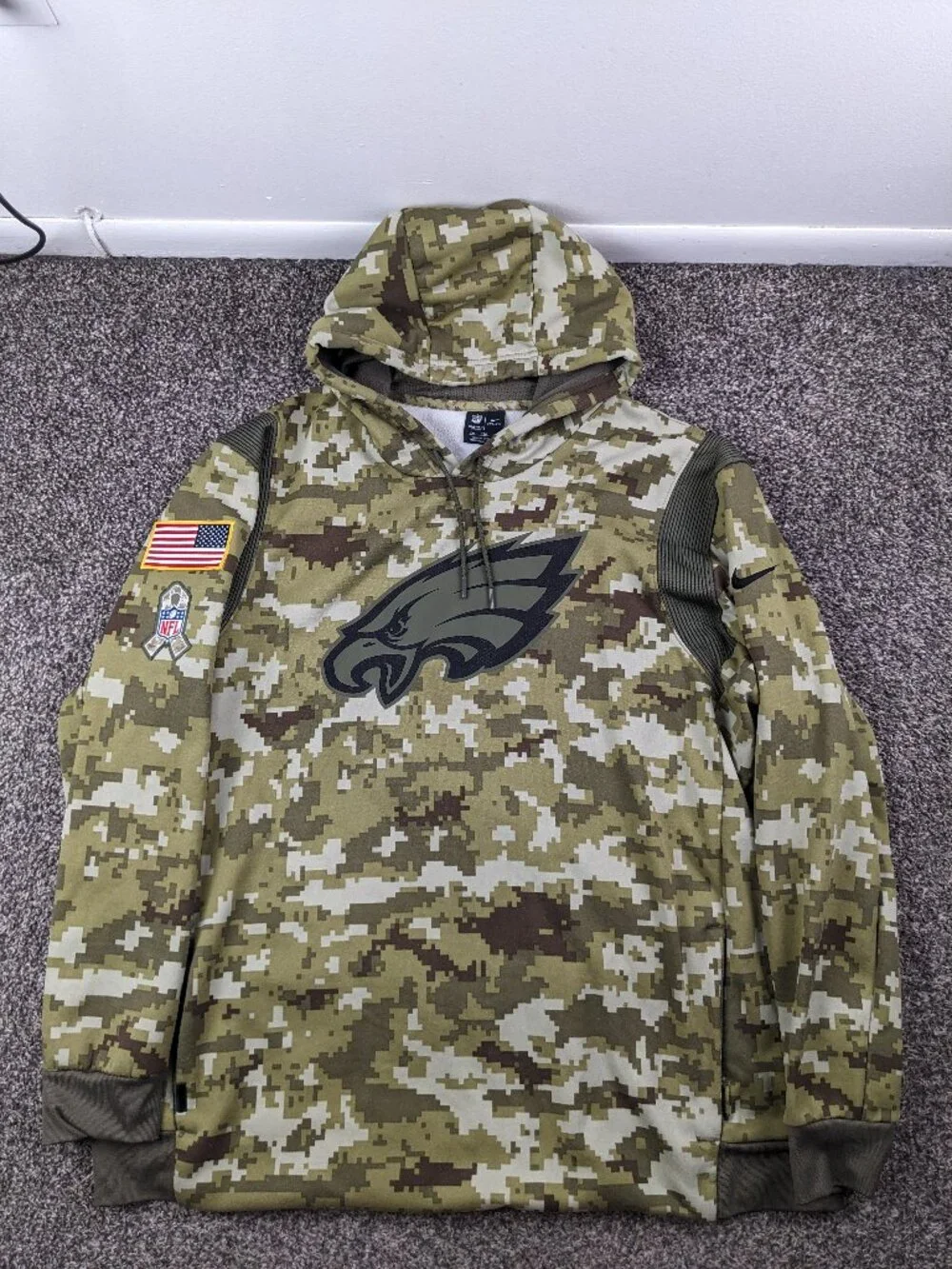 2021 Philadelphia Hoodie Mens 2XL Nike Salute to Service Sweatshirt On Field Cam